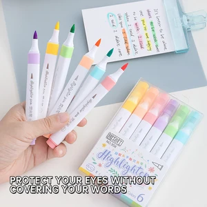 6 Colors Markers Kawaii Bonito Stationery Articles Marker Contour Pen Set from School Material for Students Children 11 Main Sales Stationery Articles - №11
