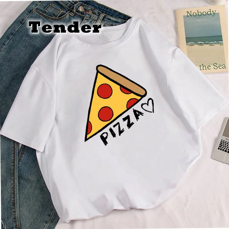 

Cartoon Pizza Tshirt Womens Casual Tees Tops Fashion Streetwear Women Graphic T Shirt Harajuku Aesthetic Clothes 2022 tshirt