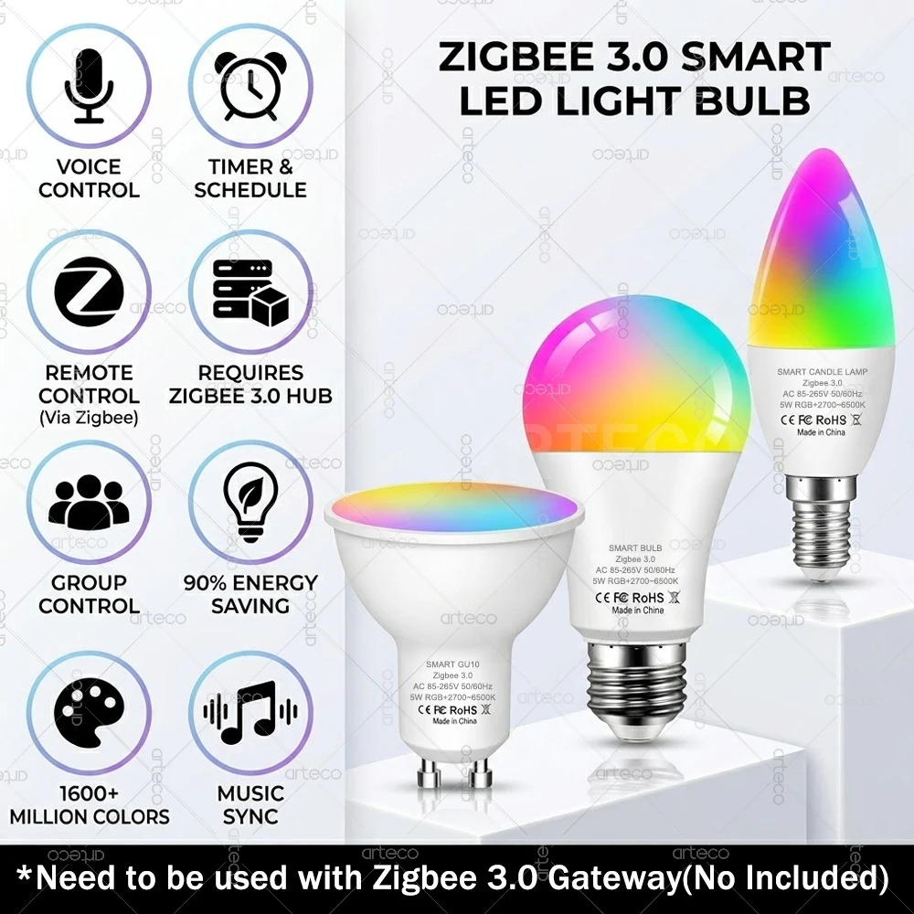 Smart Led Bulb E27 E14 GU10 RGBCW LED Lamp S8cb39938aad743e990df8c8ddb3919086