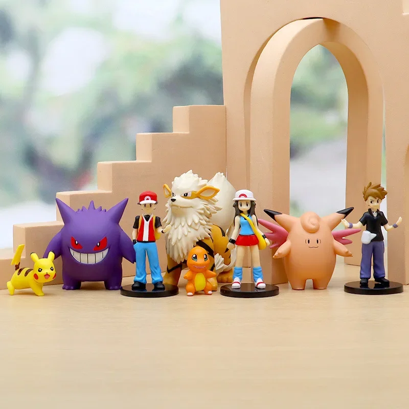 

8pcs Pikachus Charmander Ash Ketchum Anime Figure Action Figure Statue Model Desktop Decorative Dolls Fans Collect Gifts Toys