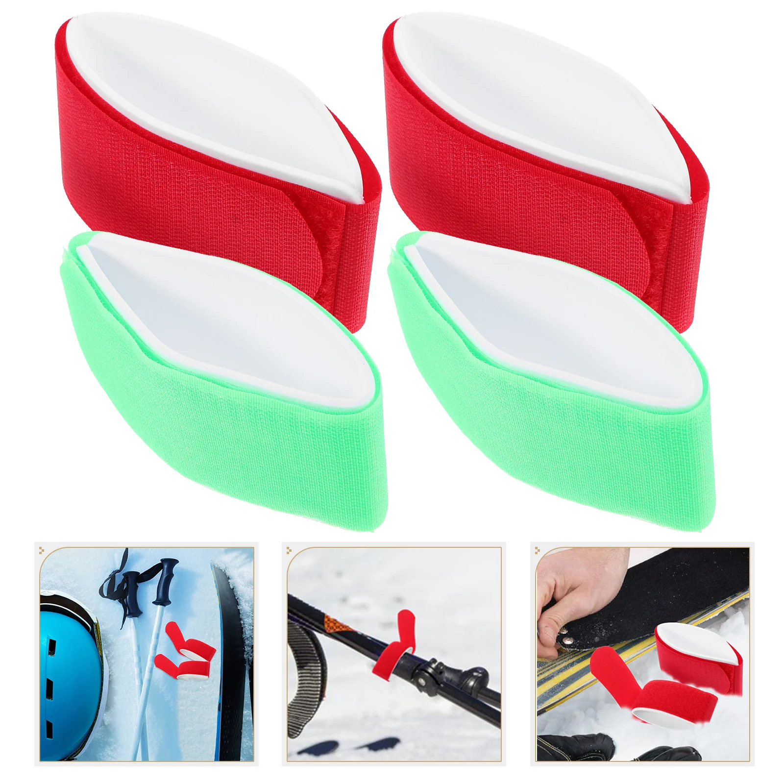 

4Pcs Ski Fixing Strap Secure Fit Snowboard Gadget for Convenient Carry Sled Fixing Straps Outdoor Use Sled Fixator
