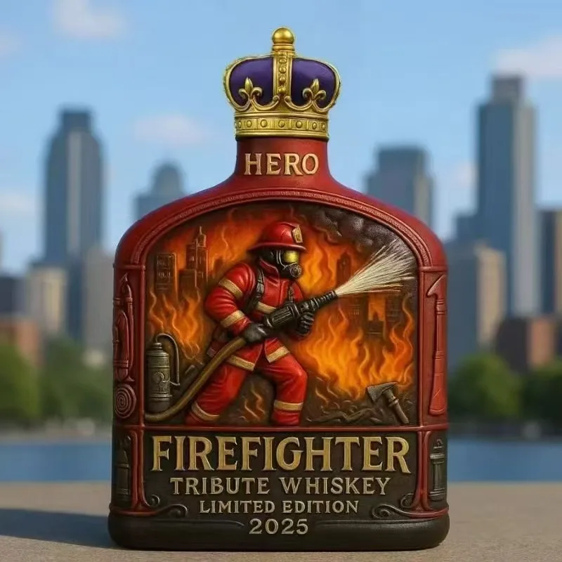 2026 Limited Edition Firefighter Whiskey Decanter Hero Tribute Design Bar Decor Collectible Ornament