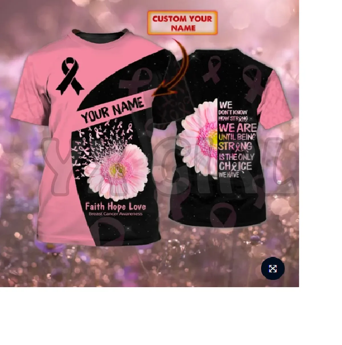 2024 Summer Fashion Men t shirt Personalized Never Breast Cancer Awareness Wear3D All Over Printed Tee Tops shirts Unisex Tshirt