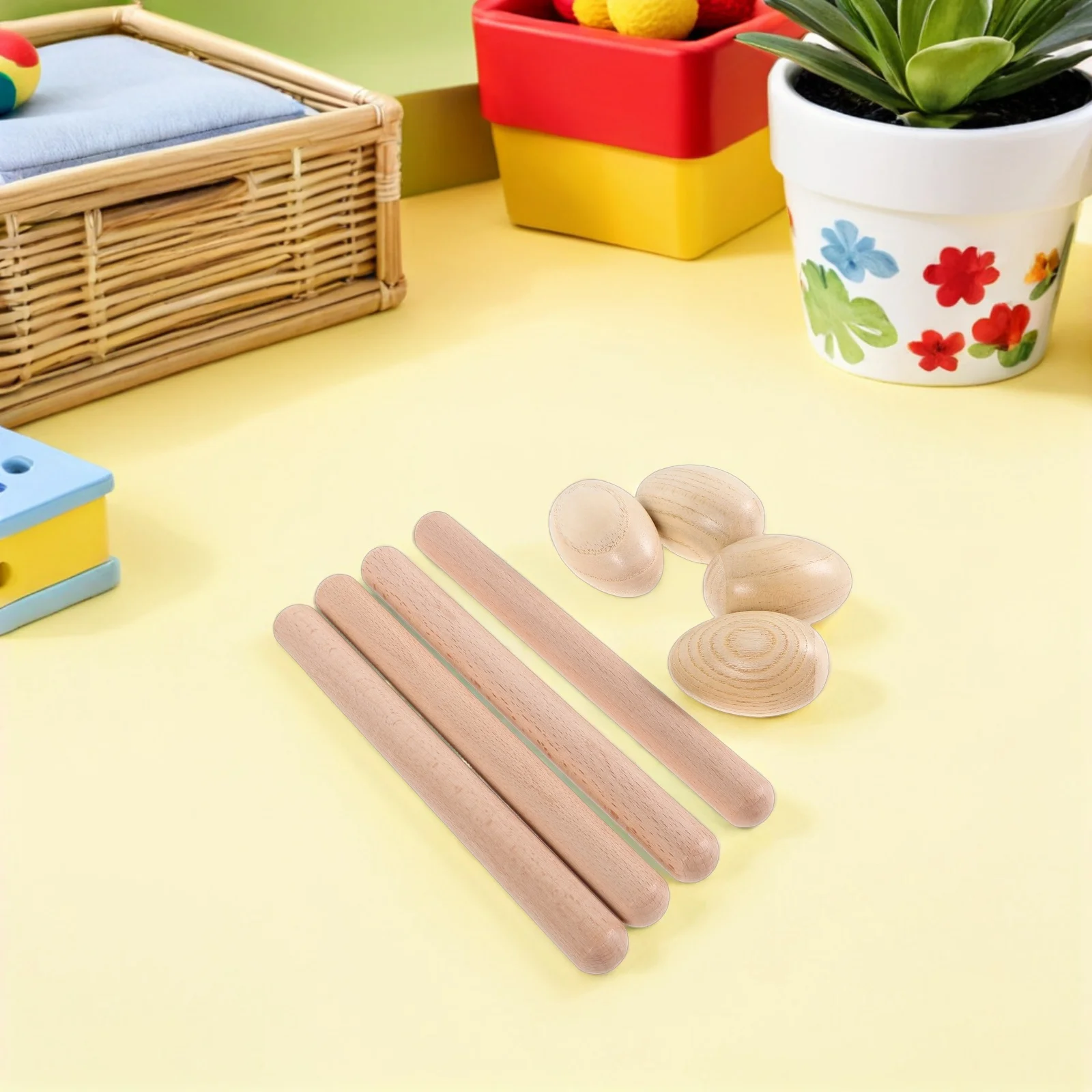 1 Juego de palos de ritmo de madera, agitadores de huevos, conjunto de instrumentos musicales de percusión, agitadores de mano de claves de madera de 8 pulgadas para música de niños