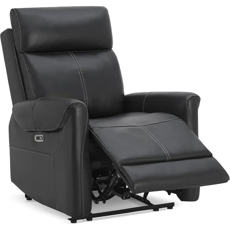 Leather Power Recliner Chair Wall Hugger Sofa with USB Charging Ports Electric Reclining RV Furniture for Living Room