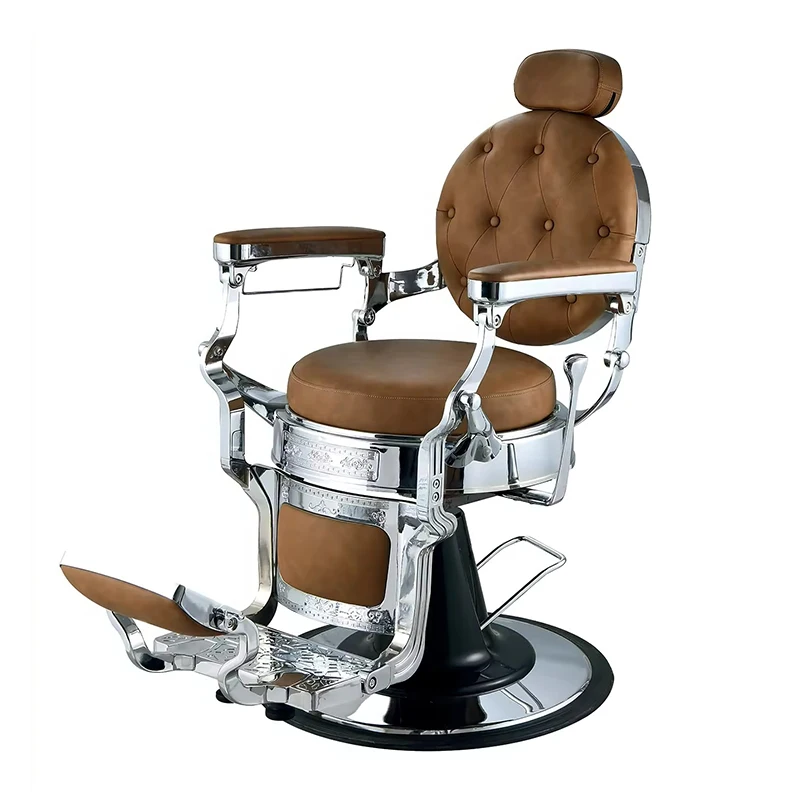 kr-Professional Barbershop Furniture Round Base Hairdressing Styling Chair Modern Heavy Duty Reclining Barber Chair for Sale！