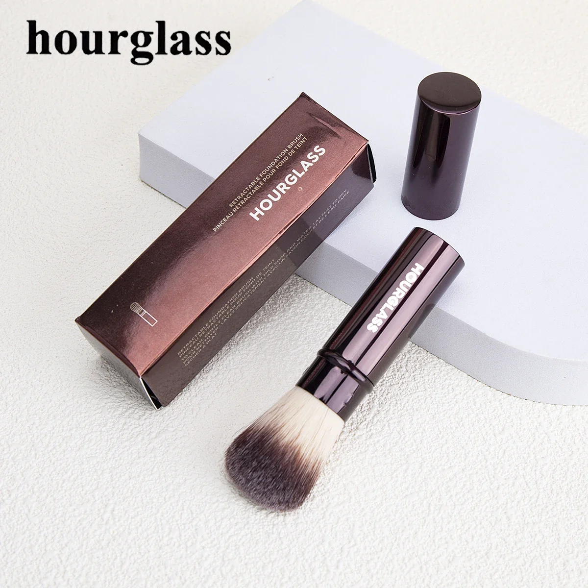 Hourglass Retractable Foundation Brush Liquids Creams Powders Sticks Makeup Brush Travel  Contour Powder Foundation Makeup Tool