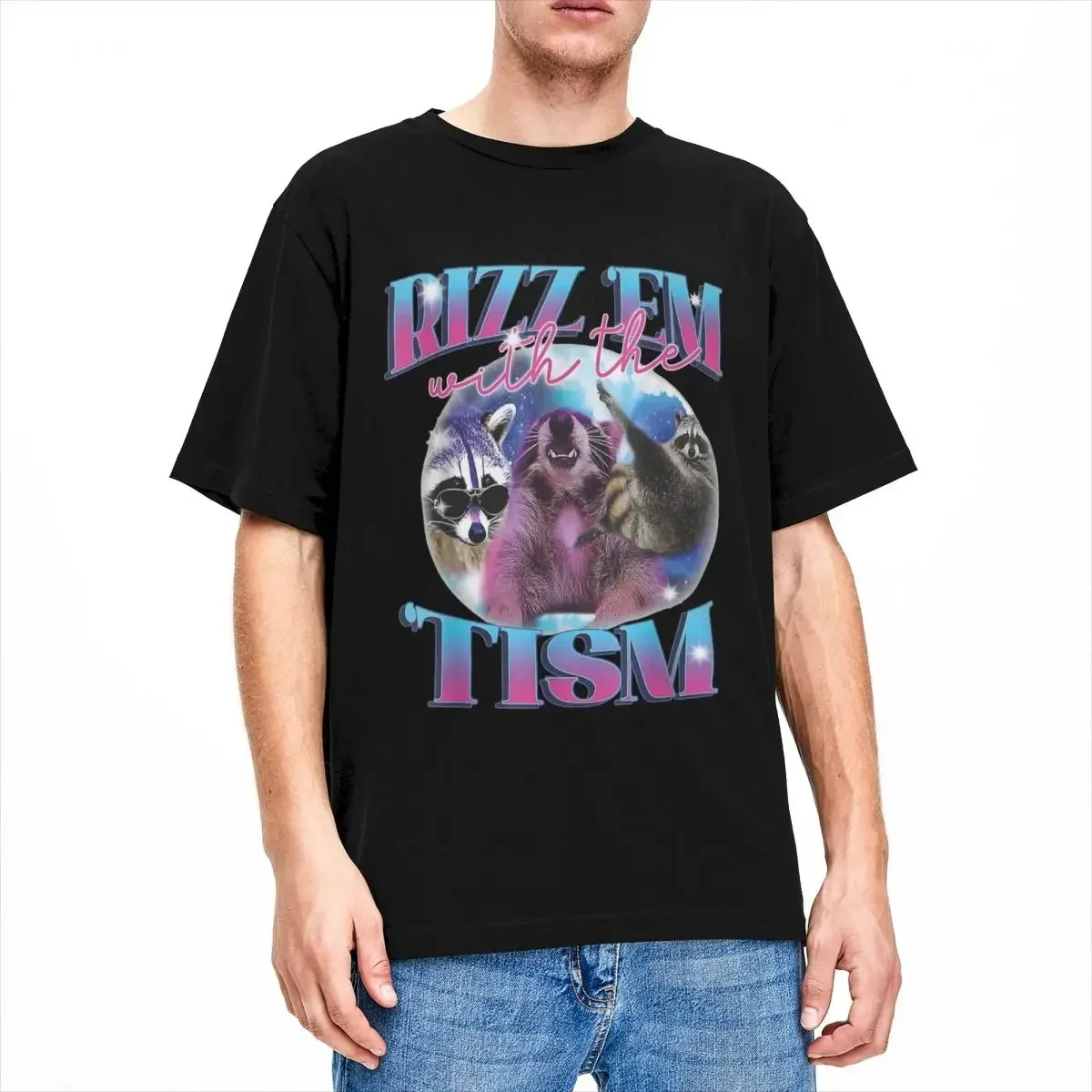 Grappige Rizz Em Met Het Tism Meme Shirt Spullen Heren 100% Katoenen Ronde Hals Autistische Opossum T-Shirt Met Korte Mouwen Kleding