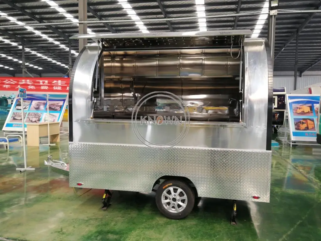 Best selling stainless steel food cart mobile food trailer ice cream store with free logo