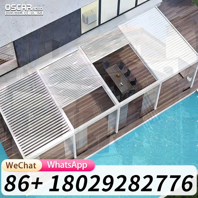Adjustable Bracket Dropshipping Outdoor Aluminum Pergola with Gazebo Louvered Curtain Design for Garden Patio Backyard pergolas