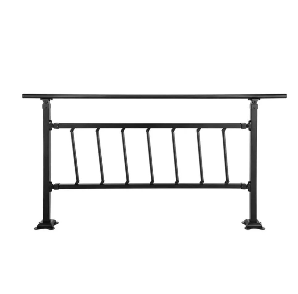 

VEVOR Outdoor Handrail, for 1-5 Steps, Adjustable Iron Rail with Fence, Matte Black, with Installation Kit
