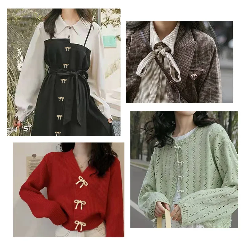 Fashion Beautiful Hollow Bow Shape Metal Buttons Women's Knitted Cardigan Jumper Coat Decorative Buttons Sewing Supplies