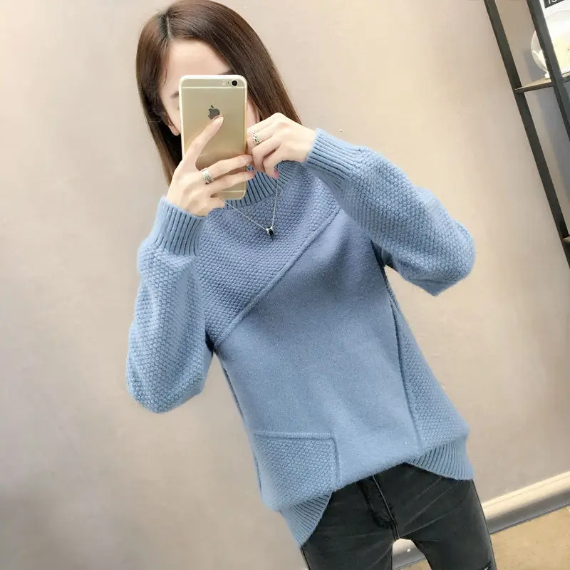 

Autumn and winter turtleneck cashmere sweater woman new style languid breeze loose thick pullover underlay wool sweater