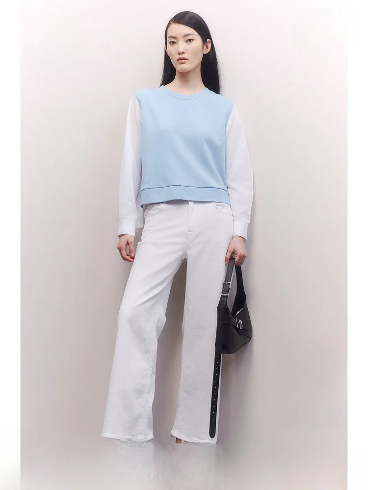 

Женская толстовка Slim Fit с круглым вырезом в американском стиле, весенняя коллекция H&M, с эффектом многослойности, 274535