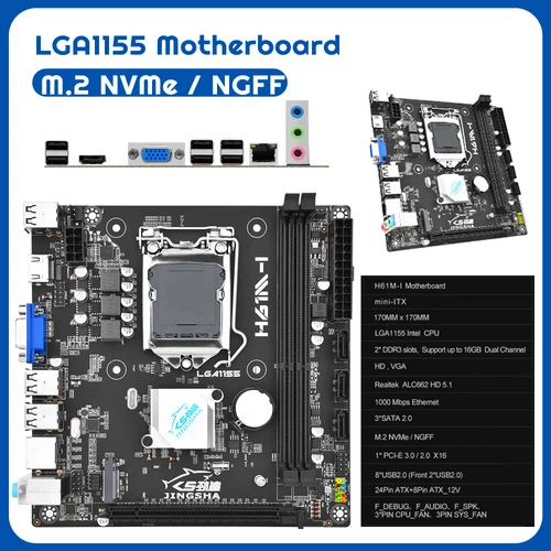 Placa base de escritorio H61M-I LGA1155 placa base de ordenador M.2 NVME placa base de PC