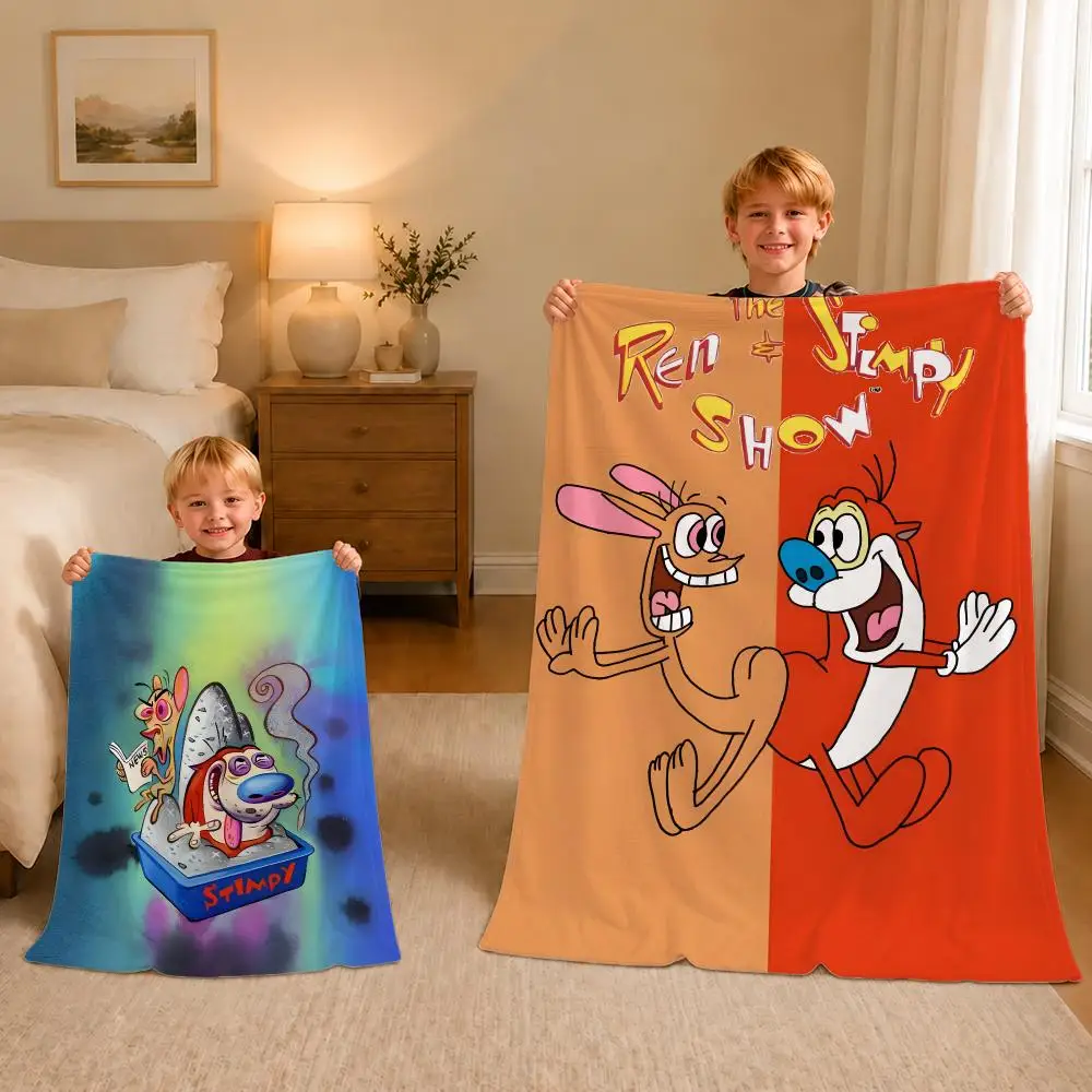 Cartoon wacky The Ren Stimpy Show Throw Ultra-Soft Flannel Throw Blanket, Home Decor Cover for Sofa, Bed, Travel & Picnic