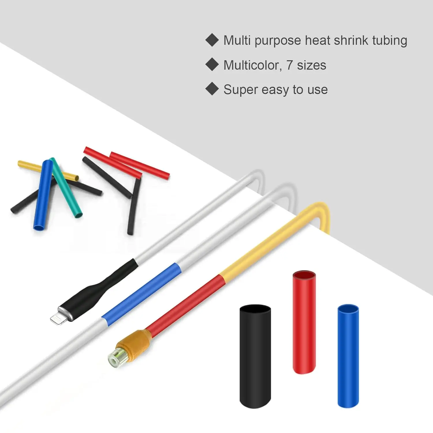 400PCS 3:1 Heat Shrink Tubing Kit, Adhesive Lining, Marine Grade Shrink Packaging, 7 Sizes of Industrial Heat Shrink Tubing