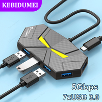 7-in-1 USB Docking Stations USB 3.0 HUB USB Splitter Adapter OTG 5Gbps High Speed Transmission TYPE C Power Supply For PC Laptop