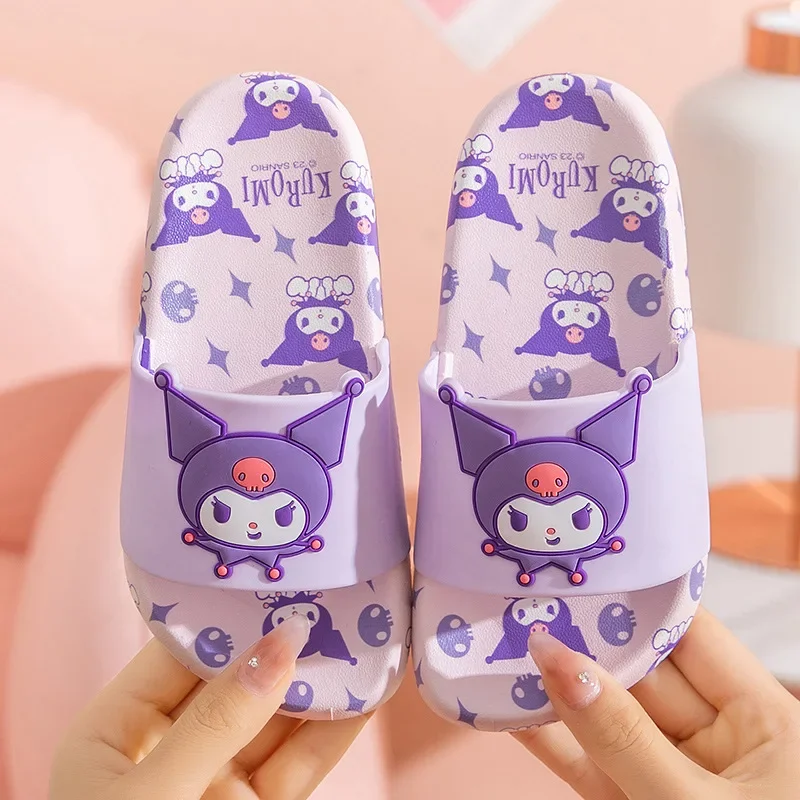 

Милые тапочки Sanrios в стиле аниме My Melody Kuromi для девочек, детские домашние сандалии Kawaii Cinnamoroll, летние нескользящие туфли с милыми героями мультфильмов для малышей