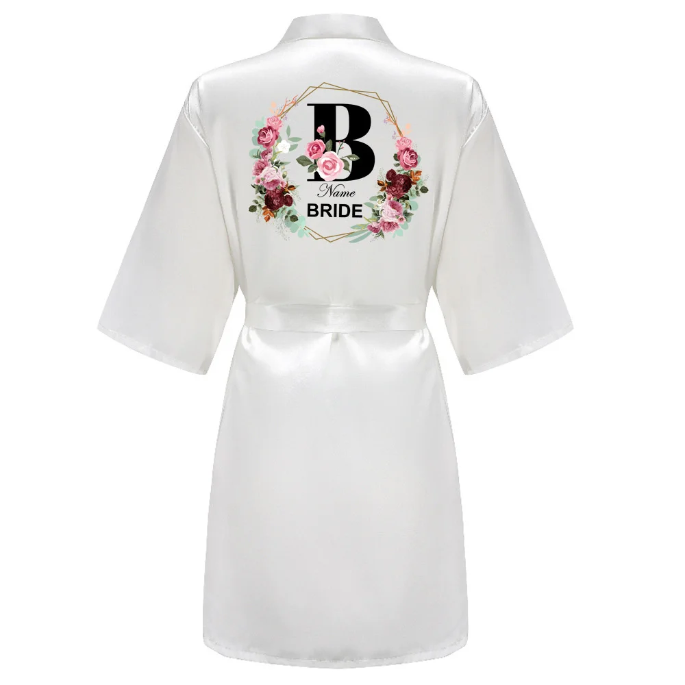 Customized Wedding Party Team Bride Robe Kimono Satin Pajamas Bridesmaid BathrobeTRS51