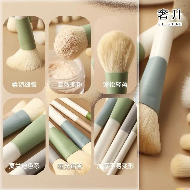 Morandi Mini juego completo portátil de sombra de ojos, MINI pincel de maquillaje Cangzhou de viaje, 10 piezas