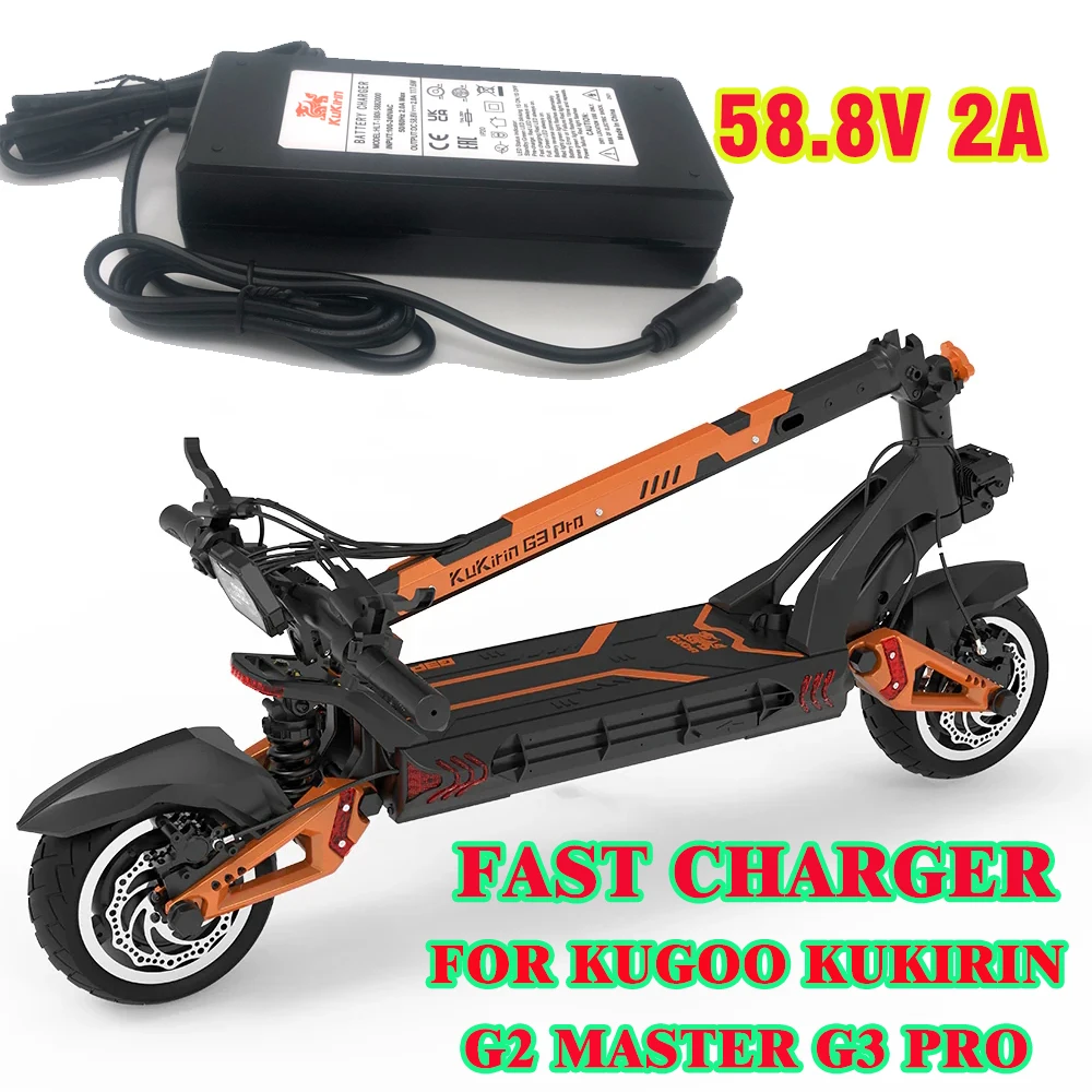 

For Kugoo Kukirin G2 Master Kukirin G3 Pro Electric Scooter with LED Sensor EU Certified 58.8V 2A Power Adapter Fast Charger