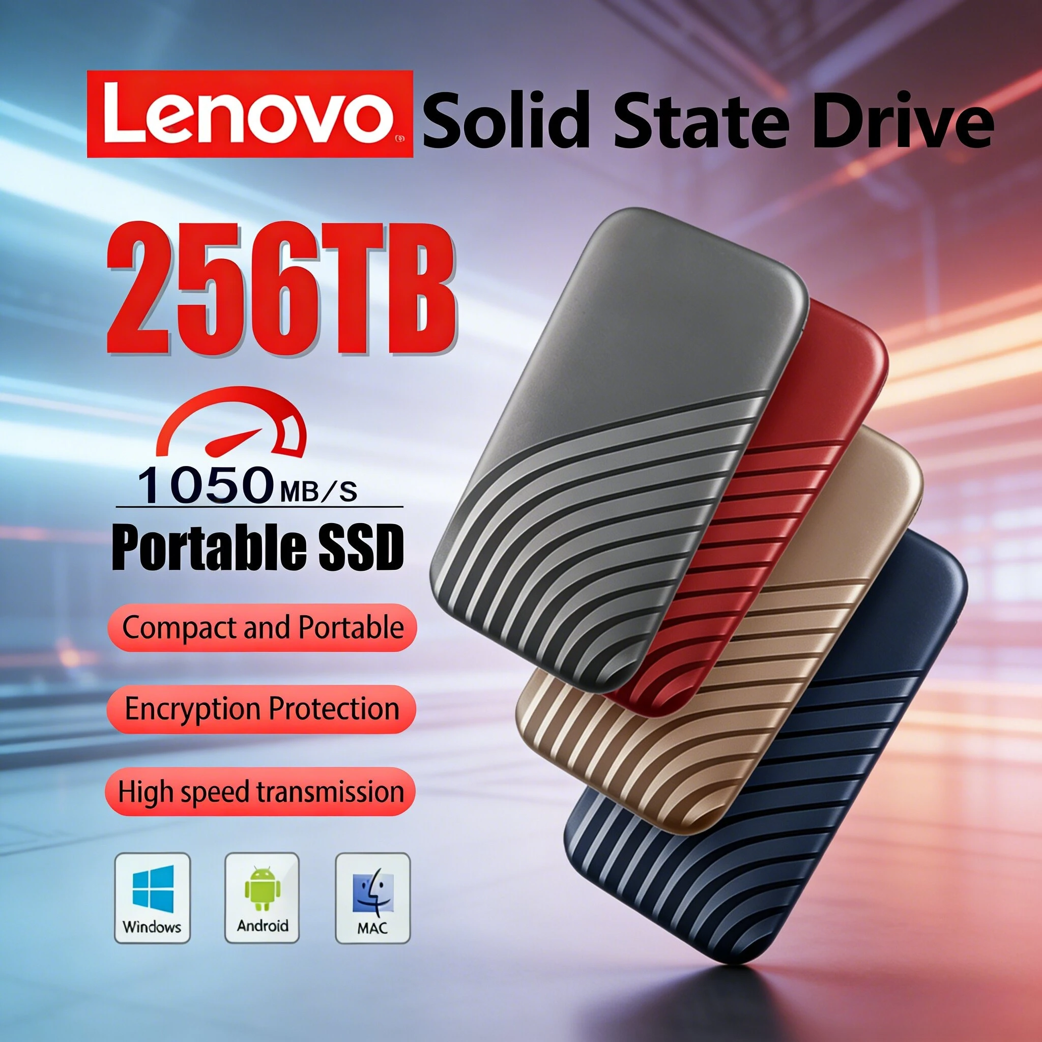 

Внешний SSD-накопитель Lenovo Type-C, высокоскоростной USB 3.1, 2 ТБ, 4 ТБ, 8 ТБ, 64 ГБ, портативный жесткий диск для ноутбука