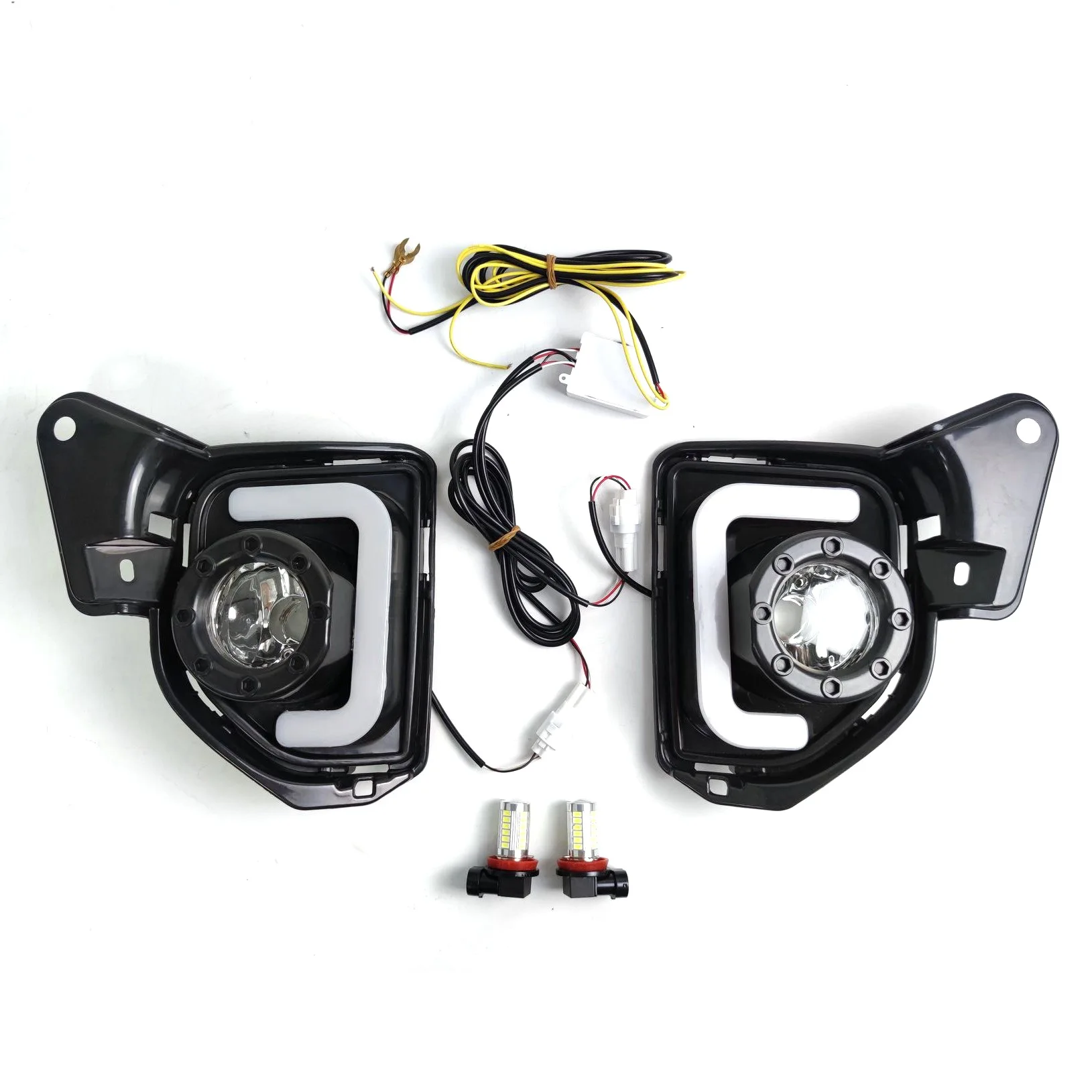 2 Stuks Led 12V Abs Auto Mistlamp Drl Dagrijlicht Voor Toyota Hiace 2014 2015 2016 2017 2018 Met Richtingaanwijzer