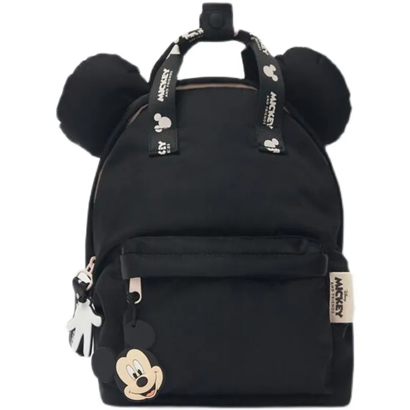 Black Mickey Backpack Children\'s Bag Fashion Cartoon Kids Boys Girls Double Shoulder Bag Toddler Kindergarten Schoolbag Disney