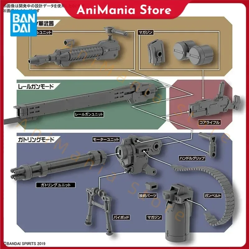 반다이 오리지널 30MM 애니메이션 1/144 맞춤형 무기 개틀링 유닛 액션 피규어 장난감 Collectible Model Ornament 어린이를위한 선물