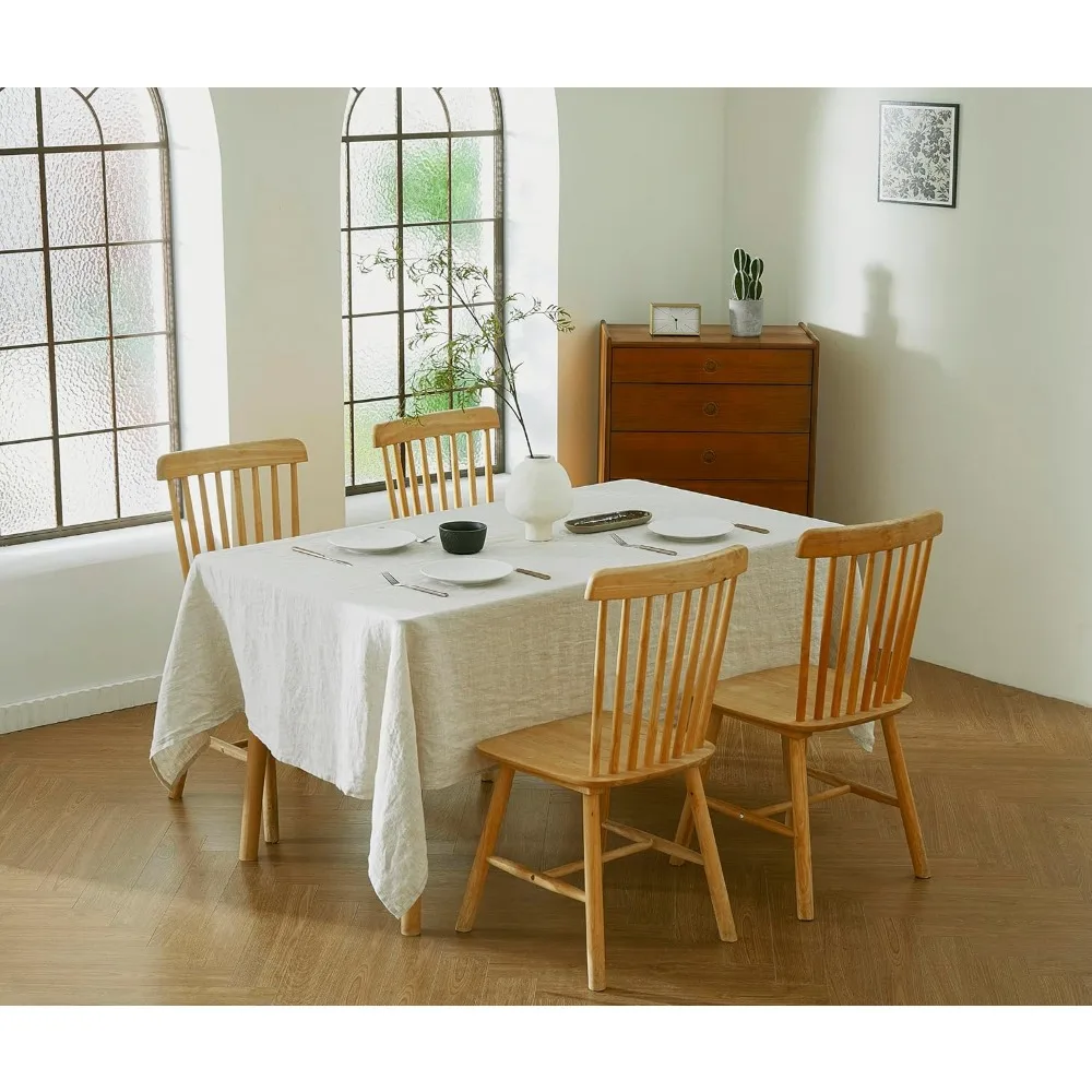 

100% French Flax Linen Tablecloths Rectangle 120Lx60W Inch for Dinners, Parties, Easter, Halloween, Camping, Stone Washed, Textu