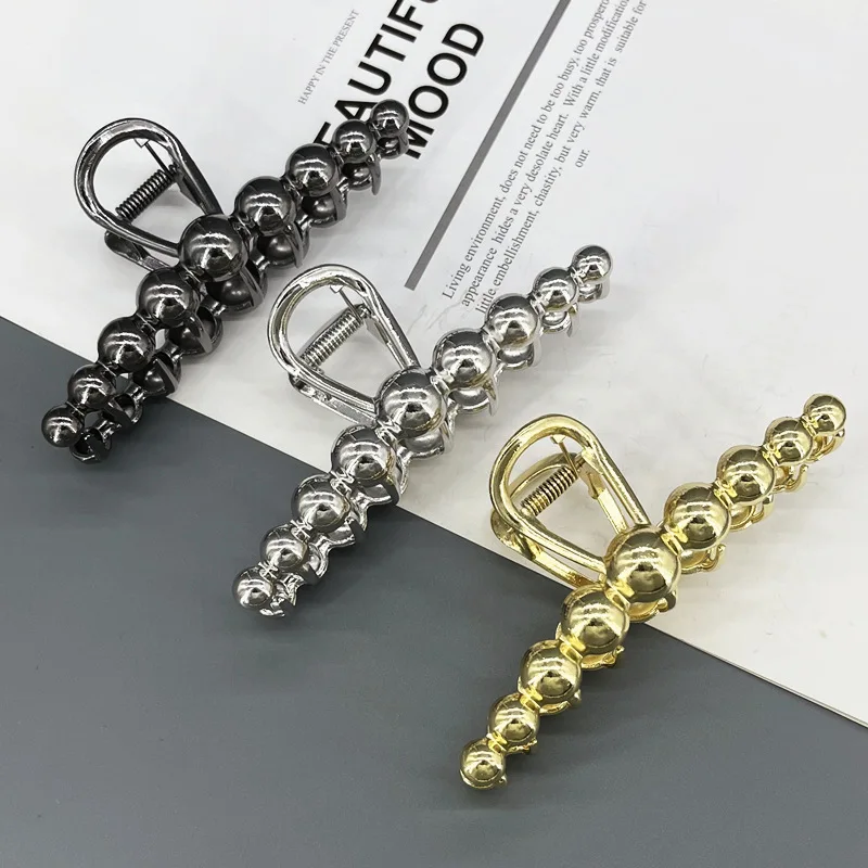 Mode Exquisite Stahl Ball Design Metall Haar Krallen Frauen Pferdeschwanz Klaue Clip Haar Clips Haarnadeln Mädchen Haar Zubehör Geschenke – Detail 5