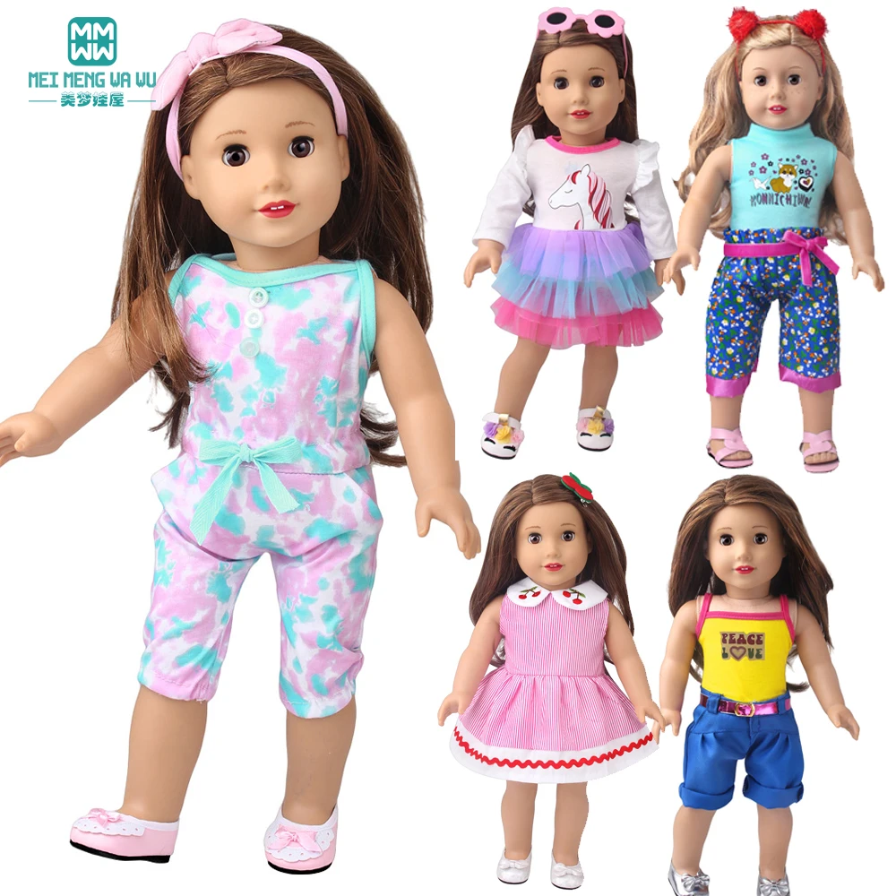 Doll Clothes 45cm American Doll Accessories Fashion Dress Cool Suits Gifts for Girls