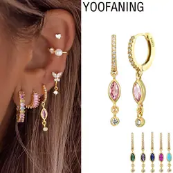 925 Sterling Silver Ear Needle Fashion Luxury hoop earrings Colored Zircon Classic Pendant Series earrings for women Jewelry