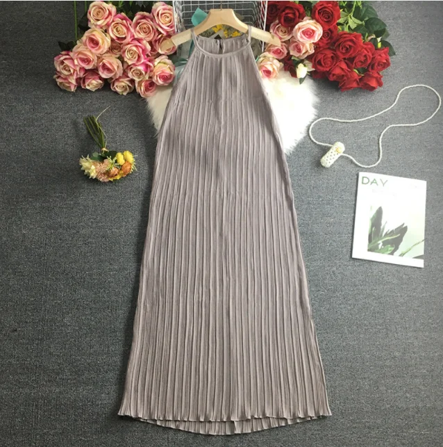 2023 New summer sleeveless high waist skirt with shoulder-straps pleated dress waist skirt restoring ancient ways