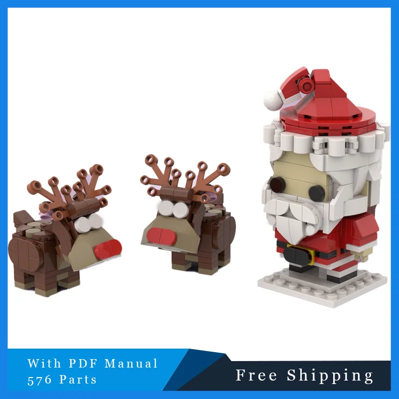 576 PCS MOC Creative Building Block Brickheadz Model Christmas Standard Gift Modular Assembly Birthday DIY Toys Educational Sets