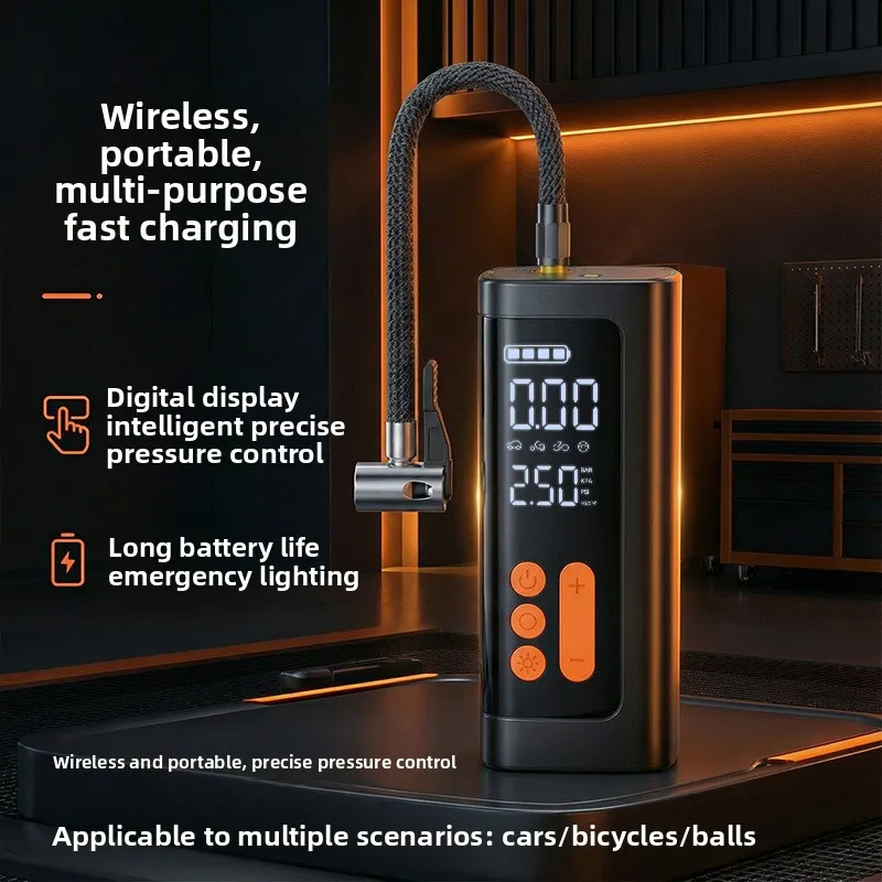 Car Air Pump,Portable Wireless Tire Inflator, Smart Auto-Stop Digital Electric Pump for Auto SUV Motorcycle