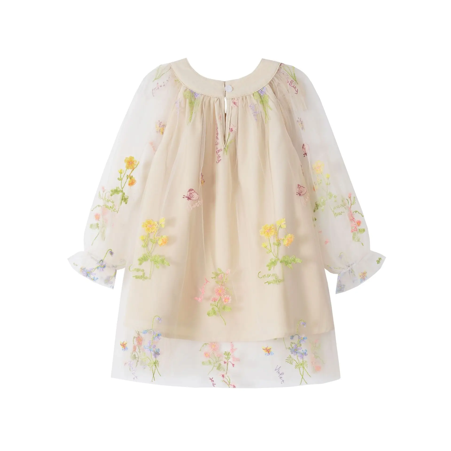 Spring Embroidered Print Flower Long Sleeve Fairy Breathable For Holiday Wedding Birthday Party Elegant Flowy Daily Casual Dress