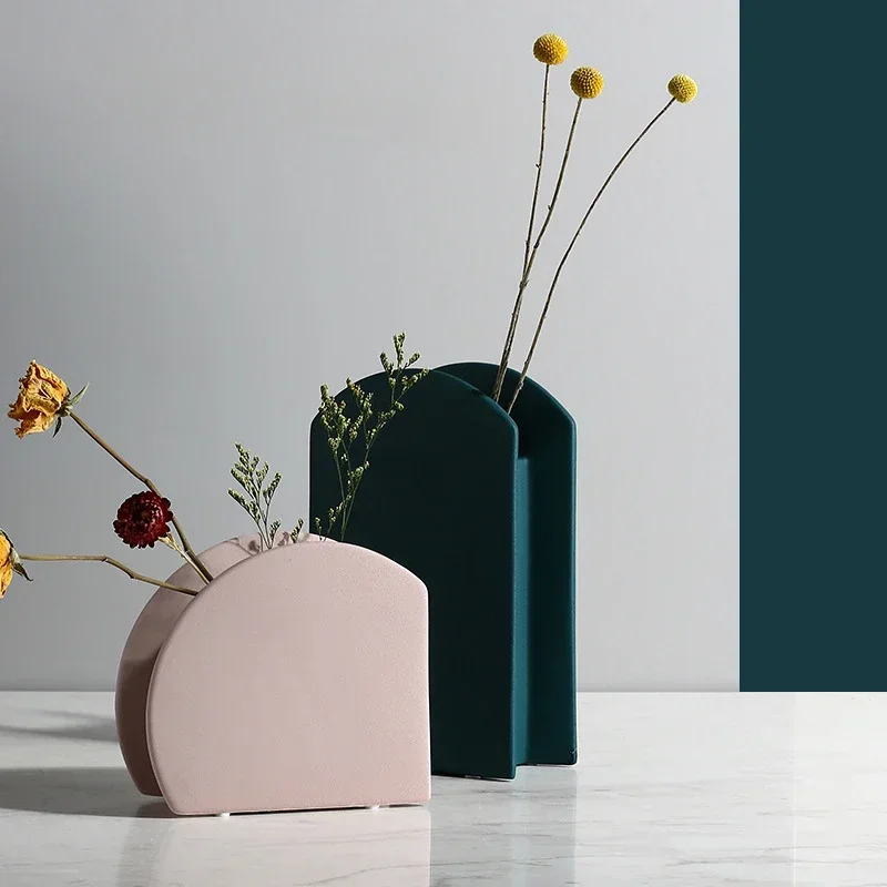 

Nordic Macaron Pink Ceramic Big Vase Ornament Porch Living Room Bedroom Desktop Dining Table Creative Simple Home Art Decoration