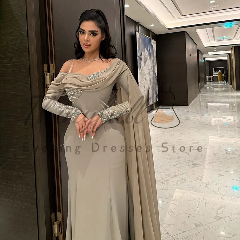 Thinyfull Saudi Arabia Mermaid Prom Evening Dresses Long Sleeve Beadings Night Party Dress 2025 Cocktail Prom Gowns Customized image 4