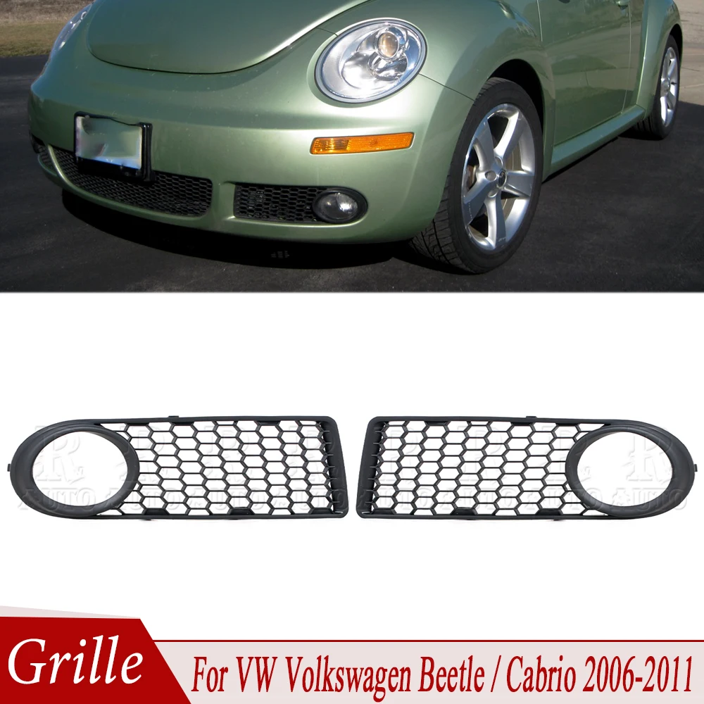 Para VW Beetle Cabrio 2006-2008 2009 2010 2011 rejilla delantera cubierta de lámpara antiniebla marco rejilla de malla de panal 1C0807683C 1C0807684C