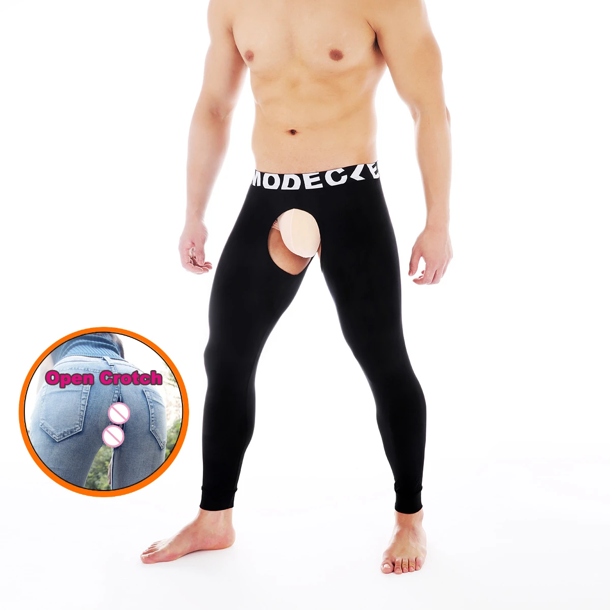 

Men's Open-crotch Pants Modal Slim-fit Thermal Underwear Sexy Open-file Breathable No-take Leggings