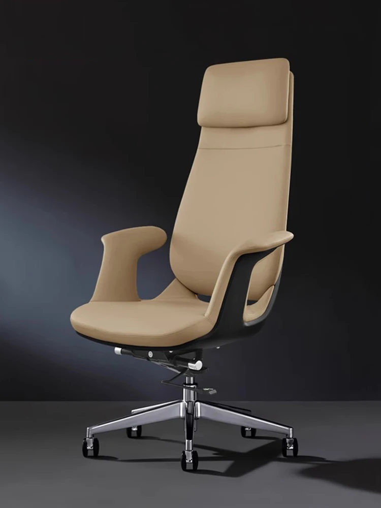 

Leather Boss Chair Office Reclining Home Comfortable Sedentary Computer Single Chair Meeting Room Chaisse Lounge Furniture