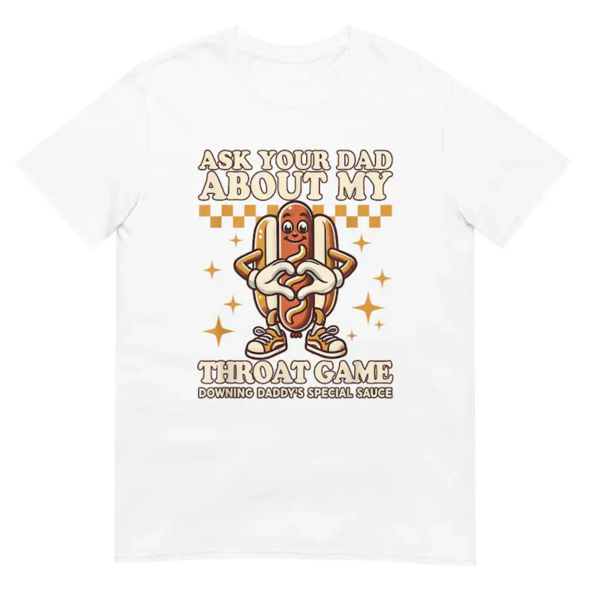Adult Humor Hot Dog Cartoon Graphic T Shirt Men Funny Double Meaning Slogan Print Trendy Street Short Sleeve Tops