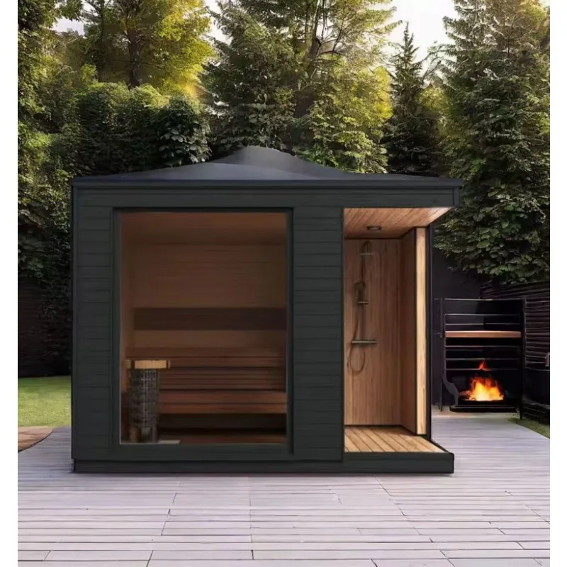 Outdoor Imported Canadian Hemlock Wood Wholesale Custom Square Sauna Room