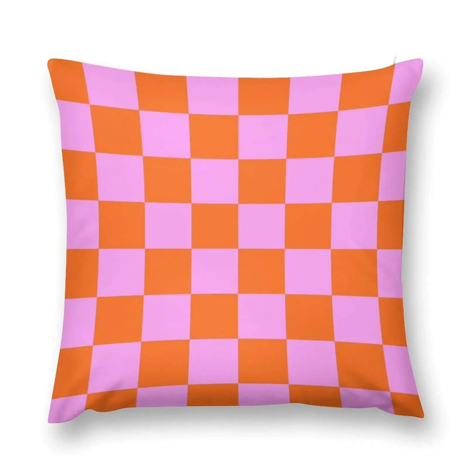 Checkerboard Retro Check Geometric Checked Pattern in Bright Orange Red and Pink Throw Pillow sleeping pillows anime girl pillow