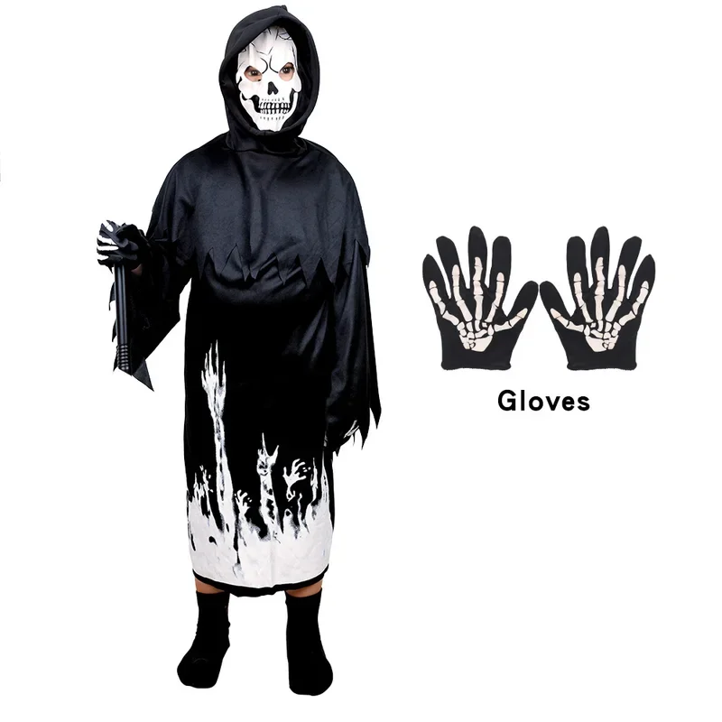 HN8 할로윈 키즈 짜증 유령 코스프레 의상 어둠 속에서 빛나는 의류 카니발 파티를위한 멋진 드레스 No Sickle8...Gf