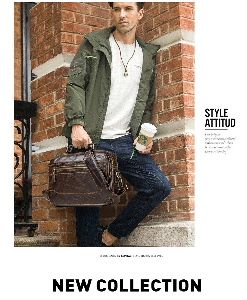 

Высококачественная мужская сумка через плечо для отдыха, коровья сумка большой вместимости, портативная дорожная сумка через плечо, деловой портфель