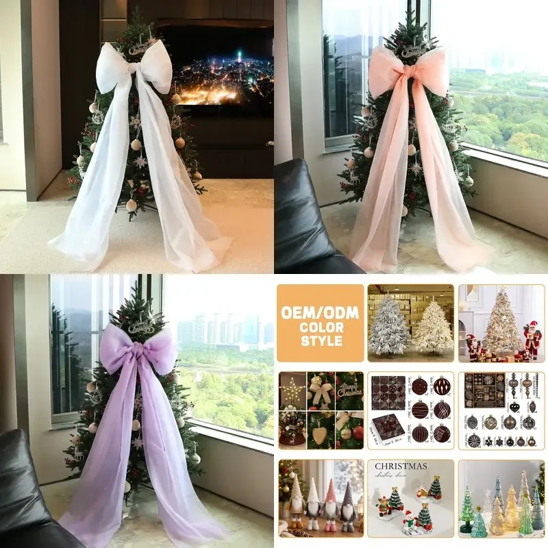 Christmas tree bow decoration set, Christmas atmosphere arrangement, hotel floor-to-ceiling Christmas tree decoration