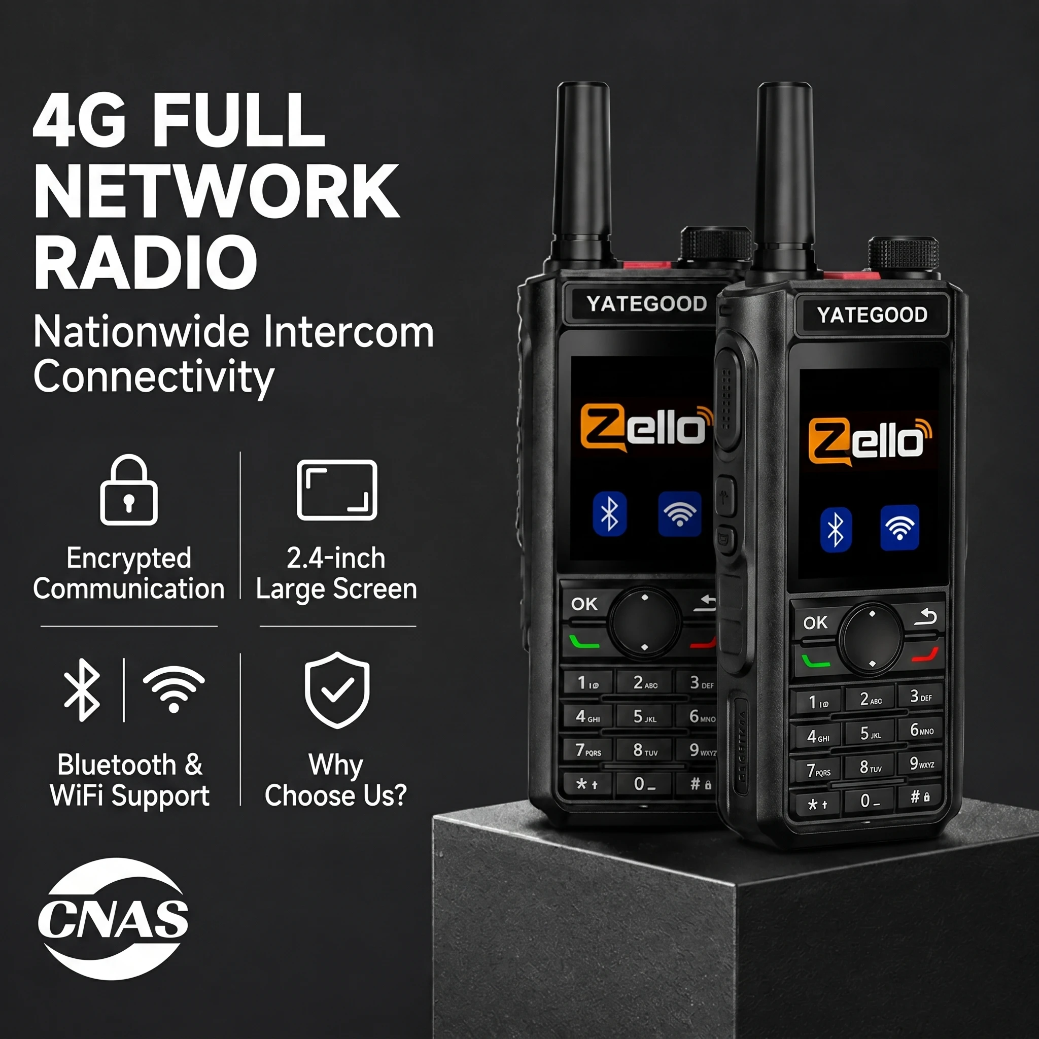 YATEGOOD G928 Zello Wireless Remote Control  Bluetooth Walkie Talkie 3G 4G  Mobile Phone PTT Wifi Global
